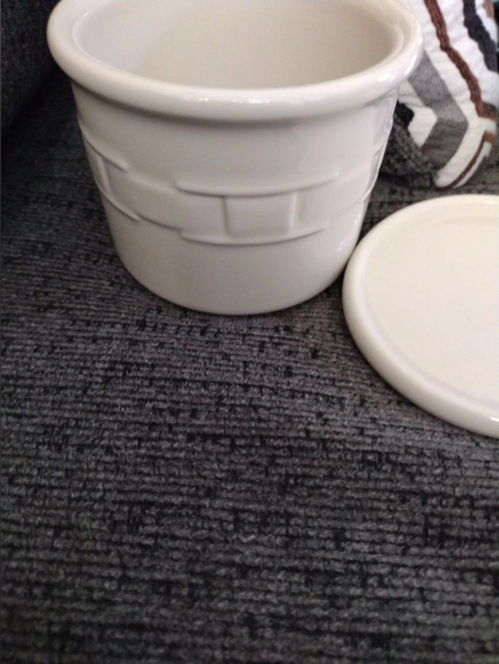 Longaberger Ceramic Crock With Lid.  Decorative Storage Jar.